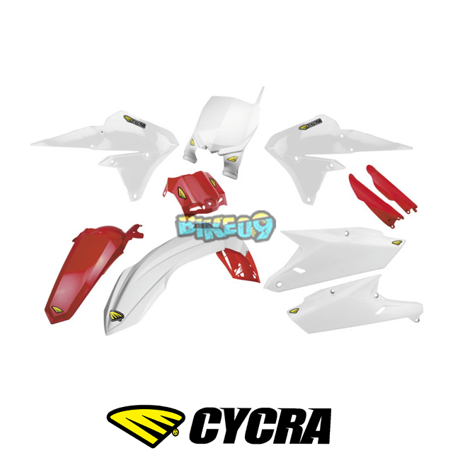 싸이크라 야마하 YZ250F/YZ450F 컴플리트 파워플로우 바디 키트 (화이트/레드) - 오토바이 튜닝 부품 1CYC-9312-42R