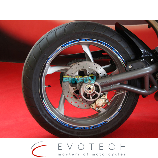 에보텍 이탈리아 Evotech이 쓰여진 컬러 림용 사전 튜닝 스티커 (색상 옵션 : 그린, 옐로우, 오렌지) - 오토바이 튜닝 부품 STRIP-01