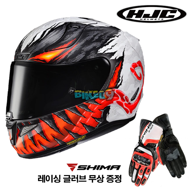 HJC 알파 11 안티 베놈 마블 (레이싱 글러브 무상 증정) - 홍진 헬멧 오토바이 용품 안전 장비 MC1SF