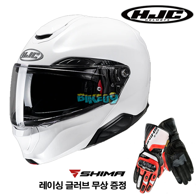 HJC 알파 91 솔리드 펄 화이트 (레이싱 글러브 무상 증정) - 홍진 헬멧 오토바이 용품 안전 장비