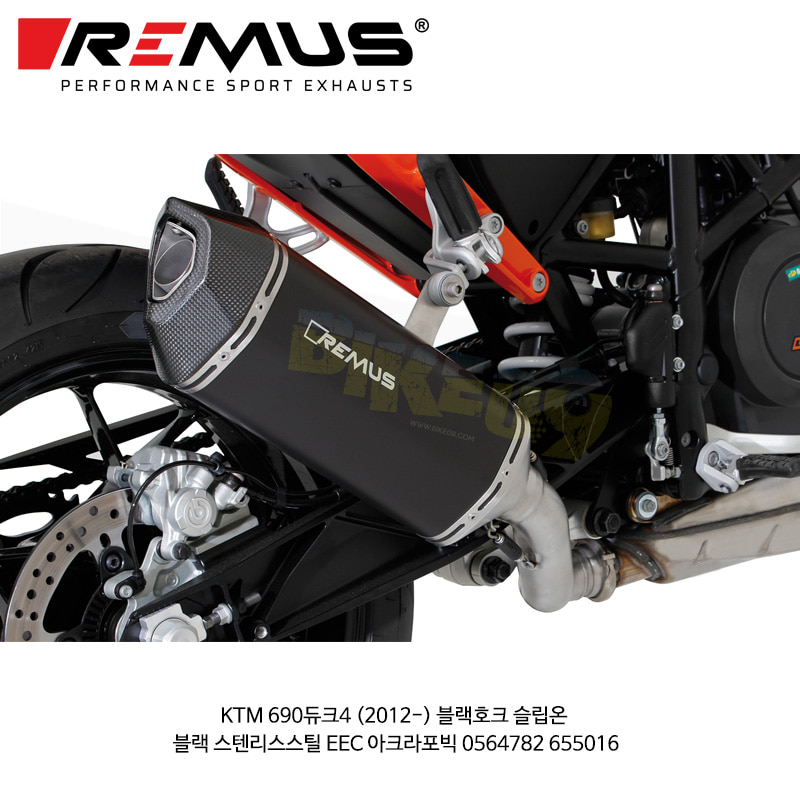 레무스 KTM 690듀크4 (2012-) 블랙호크 슬립온 블랙 스텐리스스틸 EEC 아크라 머플러 오토바이 튜닝 부품 0564782 655016