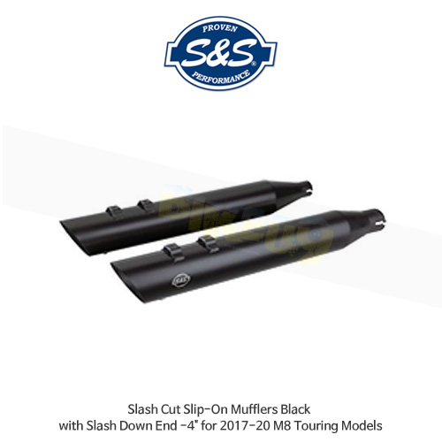 S&amp;S 에스엔에스 머플러 슬래쉬 컷 슬립온 할리데이비슨 M8 투어링(17-20) 모델용 블랙색상 슬래쉬 다운 엔드 - 4&quot;