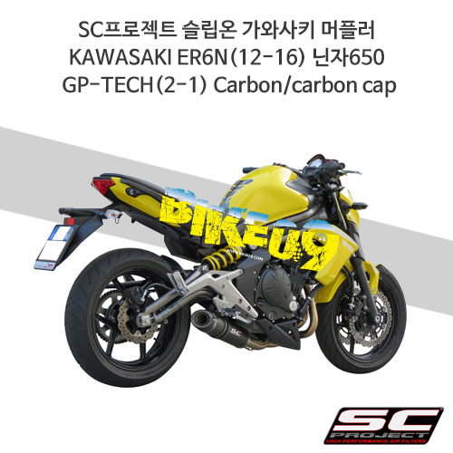 SC프로젝트 슬립온 가와사키 머플러 KAWASAKI ER6N(12-16) 닌자650 GP-TECH(2-1) Carbon/carbon cap K13-C22C