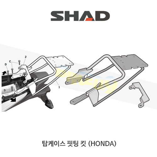 SHAD 샤드 탑케이스 핏팅 킷 혼다 HONDA CBR125R/250R (11-17), CBR300R (11-16) H0CR11ST