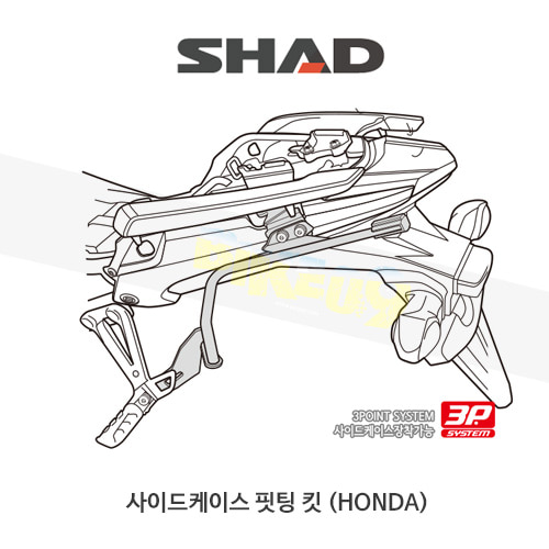 SHAD 샤드 3P 시스템 사이드케이스(SH36/35) 핏팅 킷 혼다 HONDA CB500X (2019-) H0CX59IF