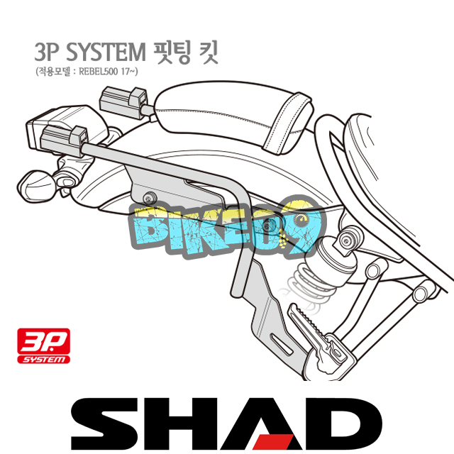 샤드 3P 시스템 사이드케이스 핏팅 킷 혼다 레블500 17-23 H0RB57IF - 오토바이 튜닝 부품