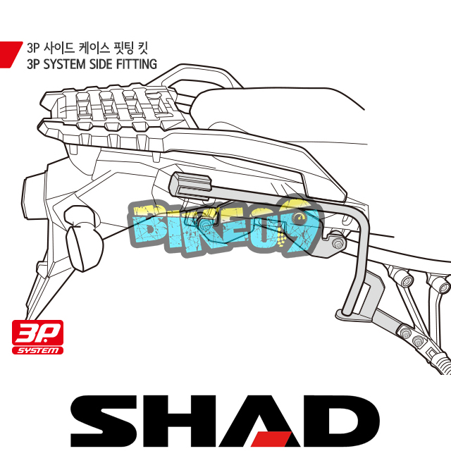 샤드 3P 시스템 사이드케이스 핏팅 킷 스즈키 브이스트롬1000 14-19, 브이스트롬1050/XT 20-23 S0VS10IF - 오토바이 튜닝 부품