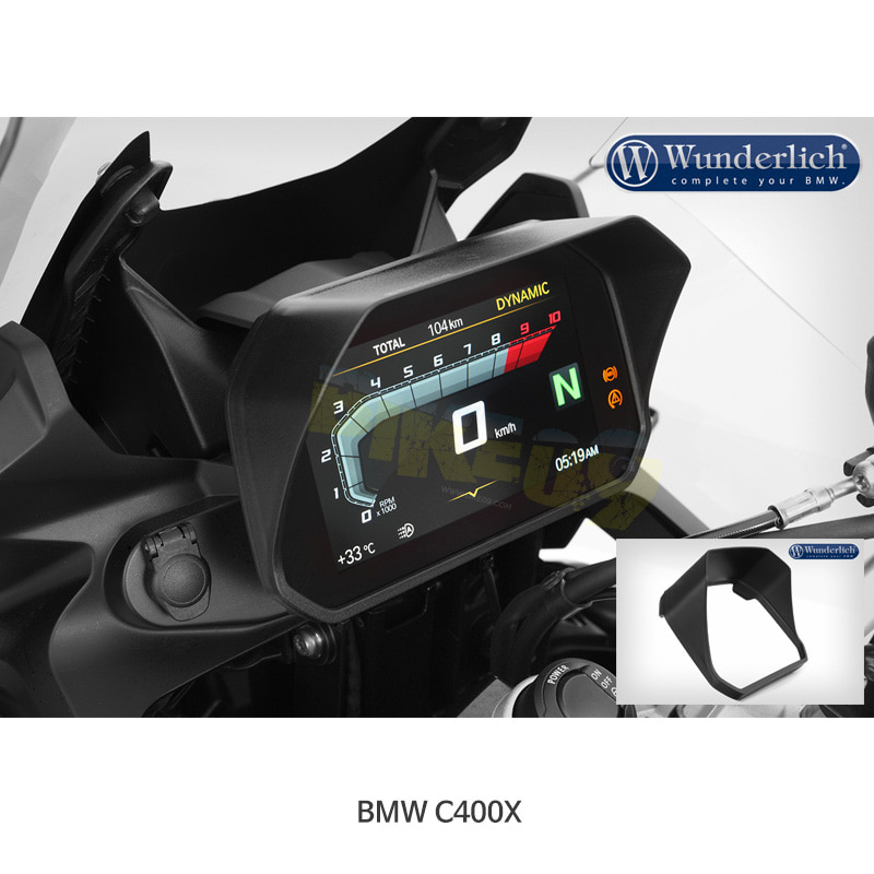 분덜리히 BMW 모토라드 C400X 조종석 TFT 6.5인치용 글레어 쉴드 Connectivity Display - 블랙 색상 21083-002