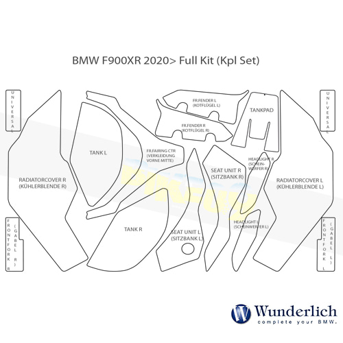 분덜리히 BMW 모토라드 F 900 XR 컴플리트 페인트 프로텍션 세트 &gt;프리미엄 쉴드&lt; - 클리어 33332-400