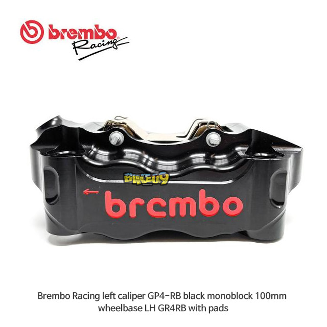 브렘보 오토바이 브레이크 튜닝 부품 캘리퍼 레이싱 (좌측용) GP4-RB black 모노블럭 100mm 휠베이스 LH GR4RB (패드 포함) 20C060A0