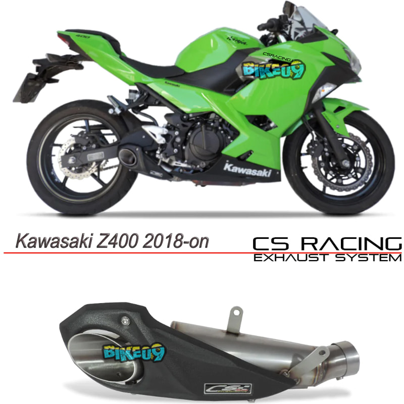 CS 레이싱 2018-23 가와사키 오토바이 Z400 / 닌자 400 CS 레이싱 슬립-온 디-켓 | 머플러 + dB 킬러 (모드 리쿼드) - 아크라 머플러 배기 촉매 도면포함 CS-KAW-Z400-18ON