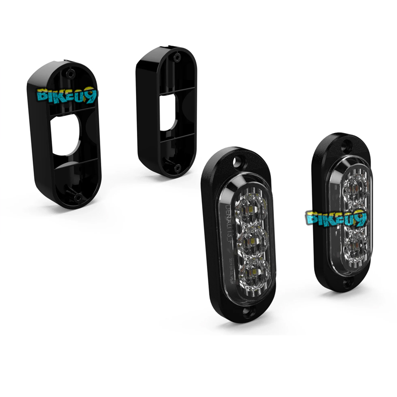 디날리 크래시바 마운트가 있는 T3 전면 스위치백 LED 방향 지시등 포드 - LED 오토바이 헤드라이트 라이트 안개등 DNL.T3.10400