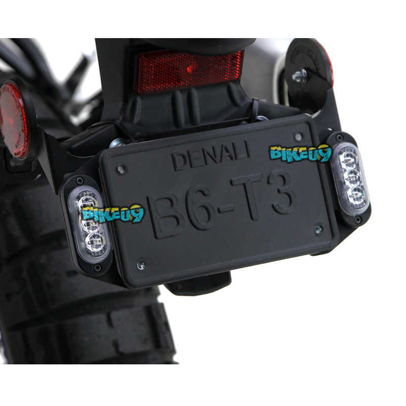 디날리 번호판 마운트가 있는 T3 후면 스위치백 LED 방향 지시등 포드 - LED 오토바이 헤드라이트 라이트 안개등 DNL.T3.10600