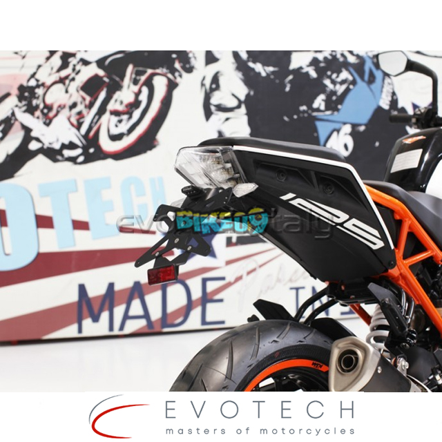 에보텍 이탈리아 KTM 듀크 125/390 (17-22) 조절 가능한 번호판 홀더 - 오토바이 튜닝 부품 ESTR-0912