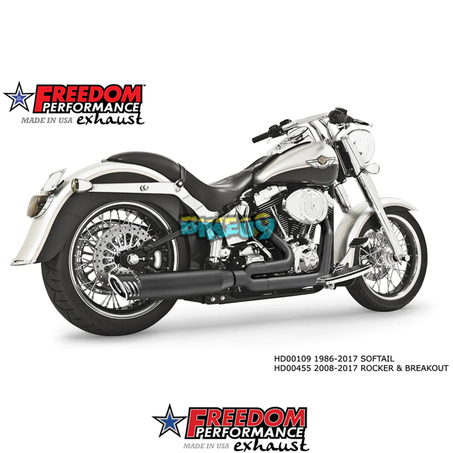 프리덤 퍼포먼스 할리 데이비슨 소프트테일 모델용 유니온 2-Into-1 (Exhaust, 블랙) - 머플러 오토바이 튜닝 부품 HD00109