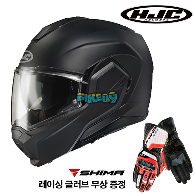 HJC i100 솔리드 세미 플랫 블랙 시스템 헬멧 (레이싱 글러브 무상 증정) - 홍진 헬멧 오토바이 용품 안전 장비