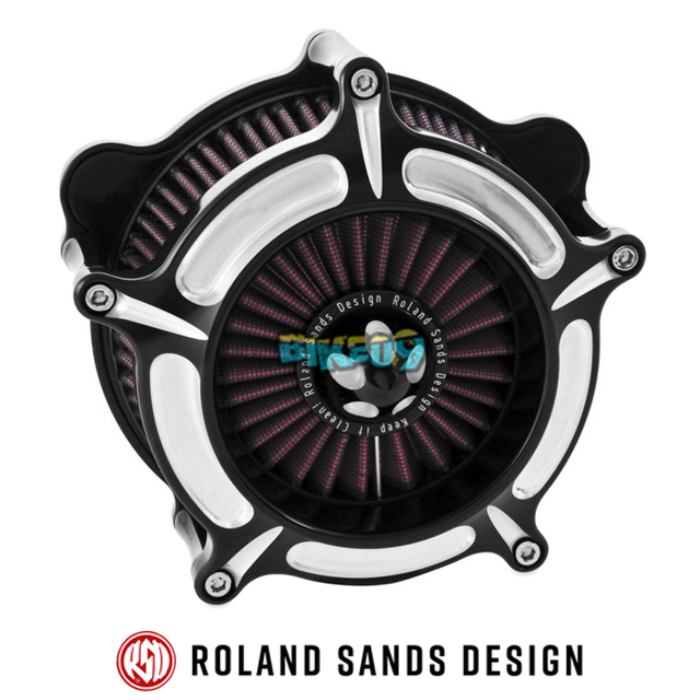 롤랜드 샌즈 디자인 할리 데이비슨 터빈 에어 클리너 (블랙 머신) - 오토바이 튜닝 부품 0206-2144-BM