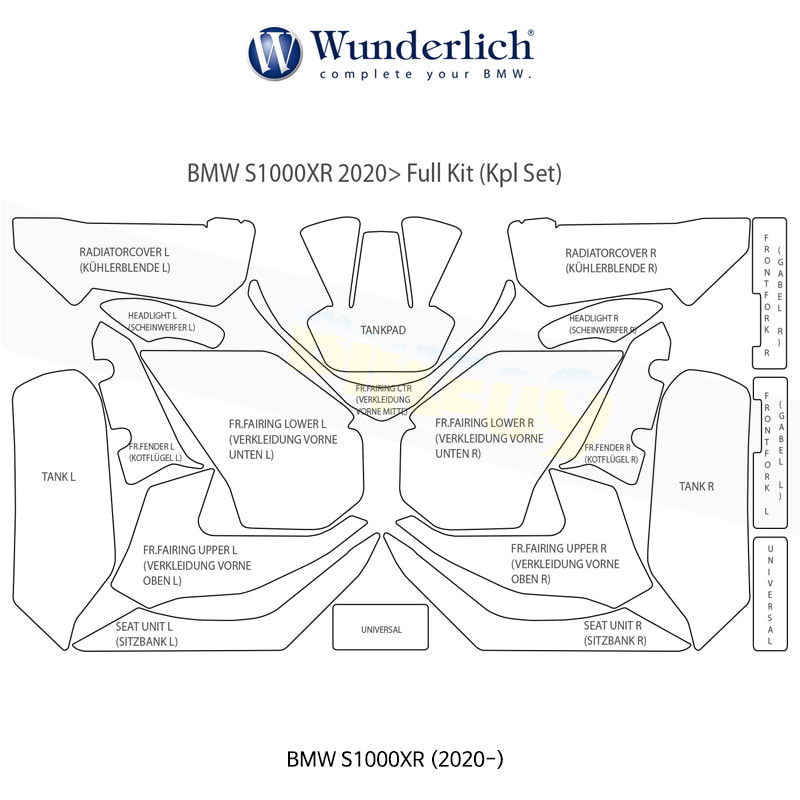 분덜리히 BMW 모토라드 S1000XR (2020-) PremiumShield 풀페인트 보호 호일 세트 (클리어) 35970-400